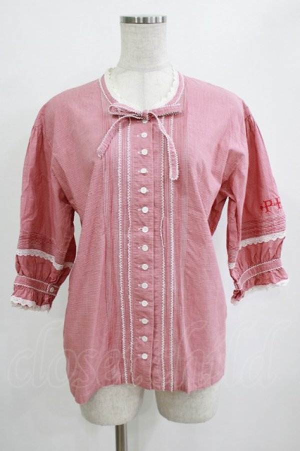 画像1: PINK HOUSE / ギンガムチェックブラウス Free レッド H-26-01-22-1033-LO-BL-NS-ZH (1)