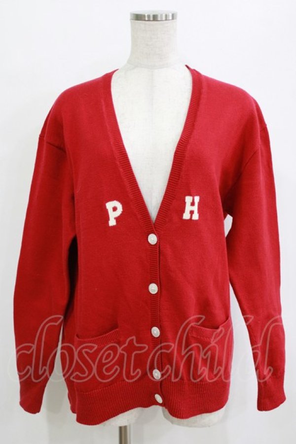 画像1: PINK HOUSE / ロゴニットカーディガン Free レッド H-26-01-22-1041-LO-TO-NS-ZH (1)