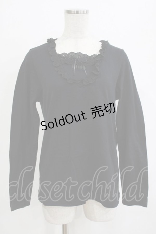 画像1: PINK HOUSE / ロゴ刺繍トップス L ブラック H-26-01-22-1043-LO-TO-NS-ZH (1)