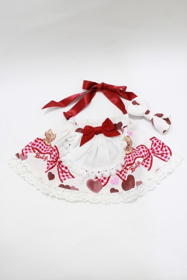 画像1: BABY,THE STARS SHINE BRIGHT / くみゃちゃんの Love Love Valentine 柄うさくみゃエプロンジャンパースカート  オフ H-26-01-22-1049-BA-ZA-NS-ZH (1)