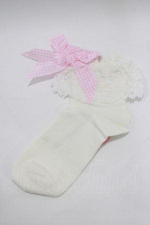 画像: BABY,THE STARS SHINE BRIGHT / ギンガムトーションレ‐スクルー丈ソックス  オフ/ピンク H-26-01-22-1050-BA-ZA-NS-ZH