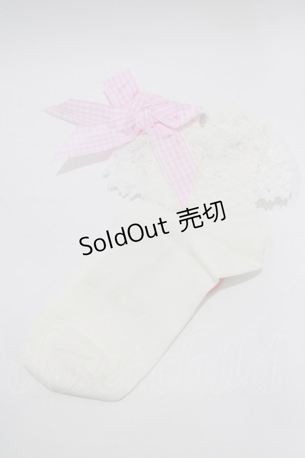 画像1: BABY,THE STARS SHINE BRIGHT / ギンガムトーションレ‐スクルー丈ソックス  オフ/ピンク H-26-01-22-1050-BA-ZA-NS-ZH (1)