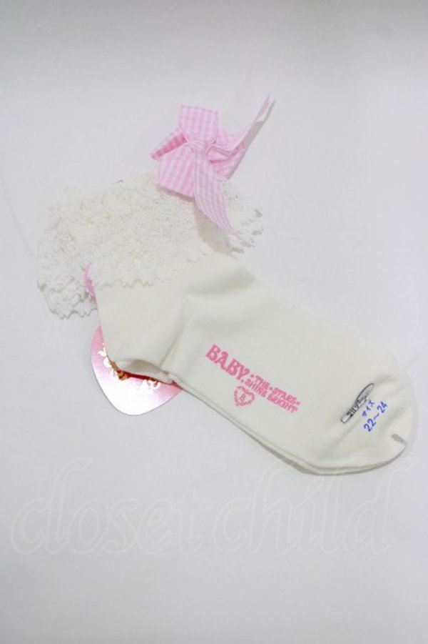 画像2: BABY,THE STARS SHINE BRIGHT / ギンガムトーションレ‐スクルー丈ソックス  オフ/ピンク H-26-01-22-1050-BA-ZA-NS-ZH (2)