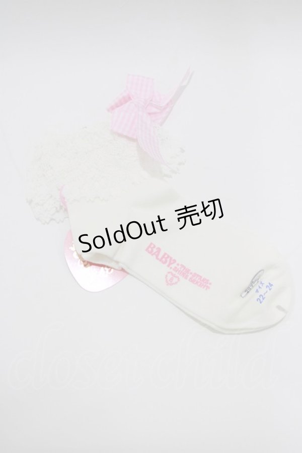 画像2: BABY,THE STARS SHINE BRIGHT / ギンガムトーションレ‐スクルー丈ソックス  オフ/ピンク H-26-01-22-1050-BA-ZA-NS-ZH (2)