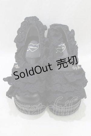画像: Jamie エーエヌケー / フリフリ厚底スニーカー L/24.0〜24.5cm ブラック H-26-01-22-1070-LO-SH-NS-ZH