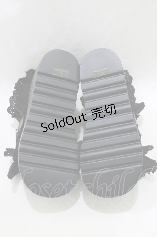画像4: Jamie エーエヌケー / フリフリ厚底スニーカー L/24.0〜24.5cm ブラック H-26-01-22-1070-LO-SH-NS-ZH (4)