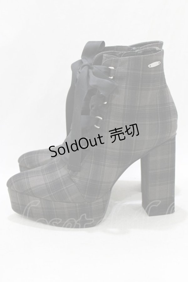 画像2: EATME / レースアップショートブーツ L/24.5cm チェック H-26-01-22-1071-LO-SH-NS-ZH (2)