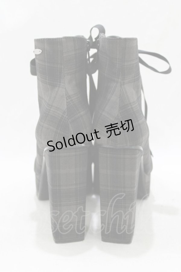画像3: EATME / レースアップショートブーツ L/24.5cm チェック H-26-01-22-1071-LO-SH-NS-ZH (3)
