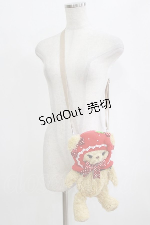 画像1: BABY,THE STARS SHINE BRIGHT / いちごになりたいくまくみゃちゃんポシェット  ミルクティー H-26-01-22-1081-BA-BG-NS-ZH (1)