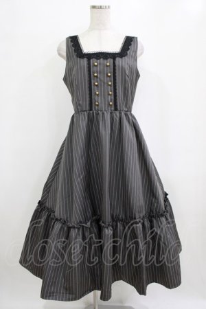 画像: m petit by misako / TT*AOKストライプジャンパースカート L グレー H-26-01-22-1010-LO-OP-NS-ZH