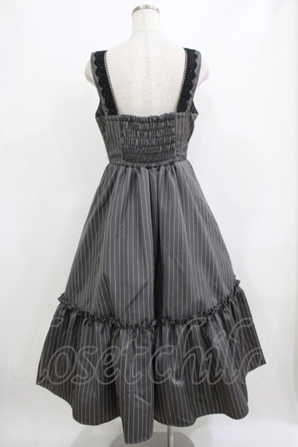 画像3: m petit by misako / TT*AOKストライプジャンパースカート L グレー H-26-01-22-1010-LO-OP-NS-ZH (3)