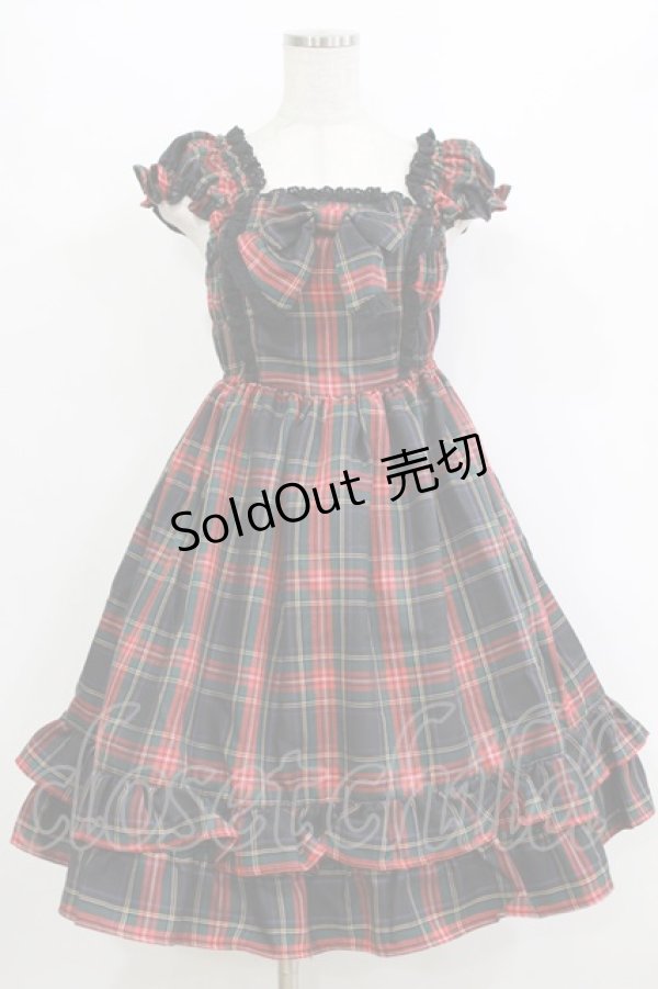 画像1: BABY,THE STARS SHINE BRIGHT / タータンチェックミニ袖ジャンパースカート&カチューシャセット Free ブラック H-26-01-22-1016-BA-OP-NS-ZH (1)