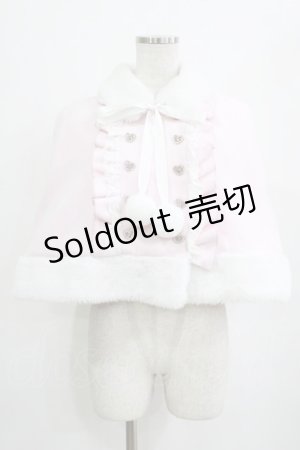 画像: DearMyLove / ファーポンポンハートビジューリボンケープコート M~L ピンク H-26-01-23-027-EL-JA-NS-ZH