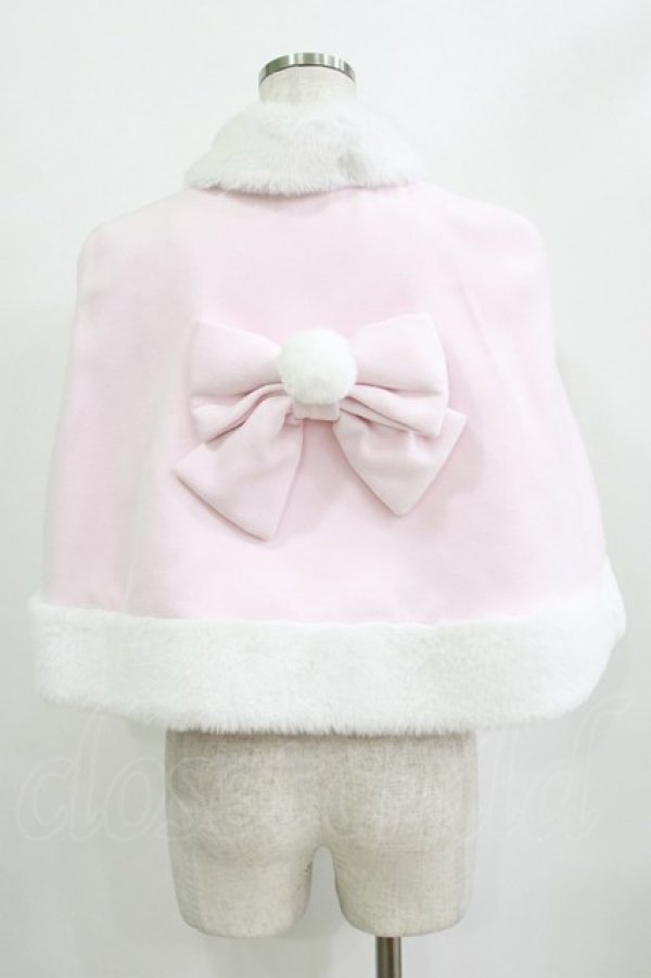 画像3: DearMyLove / ファーポンポンハートビジューリボンケープコート M~L ピンク H-26-01-23-027-EL-JA-NS-ZH (3)