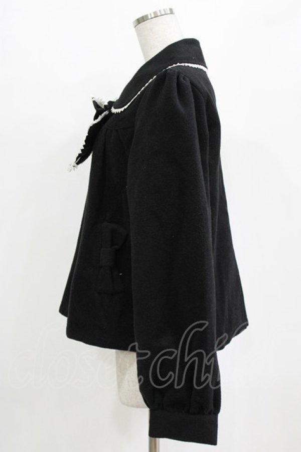 画像2: Dear Celine / ストライプリボンコート L ブラック H-26-01-23-028-LO-CO-NS-ZH (2)