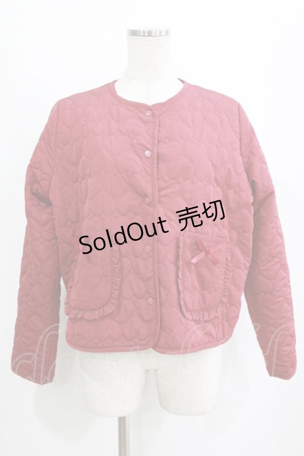 画像1: m petit by misako / サンリオキャラクターズコラボ キティタフタハートキルトジャケット L レッド H-26-01-23-029-LO-JA-NS-ZH (1)