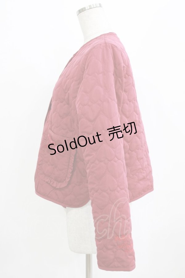 画像2: m petit by misako / サンリオキャラクターズコラボ キティタフタハートキルトジャケット L レッド H-26-01-23-029-LO-JA-NS-ZH (2)