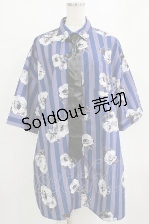 画像: Jamie エーエヌケー / ストライプローズアイBIGシャツ M ブルー H-26-01-23-030-LO-BL-NS-ZH