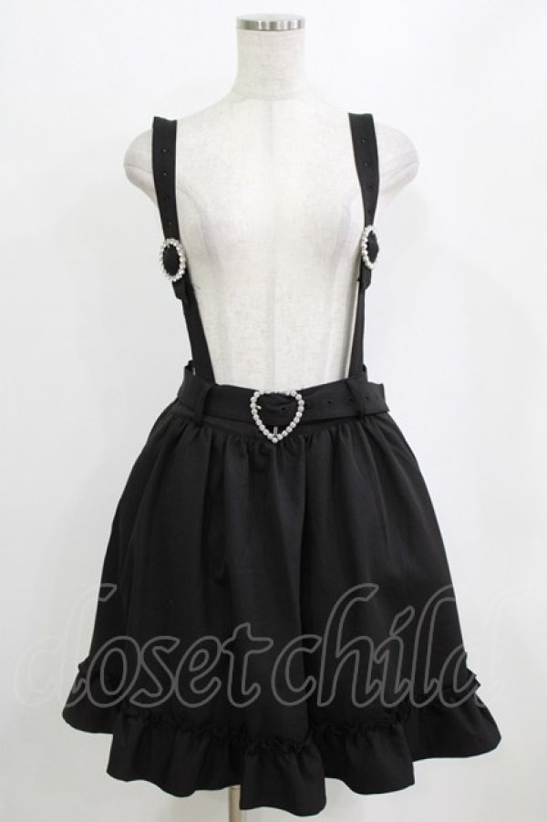 画像1: DearMyLove / ストーンバックルサスフリルスカート LL ブラック H-26-01-23-031-EL-SK-NS-ZH (1)