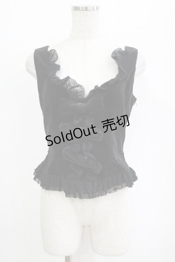 画像1: metamorphose / 別珍リボンビスチェ Free ブラック H-26-01-23-036-ME-JA-NS-ZH (1)