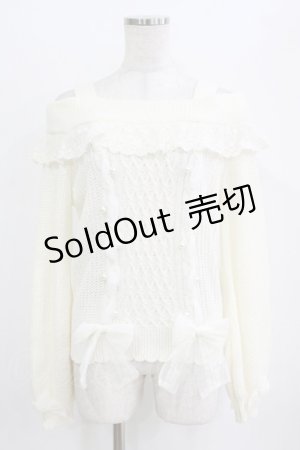 画像: LIZ LISA / リボン通しオフショルニットトップス Free オフ H-26-01-23-037-LO-TO-NS-ZH