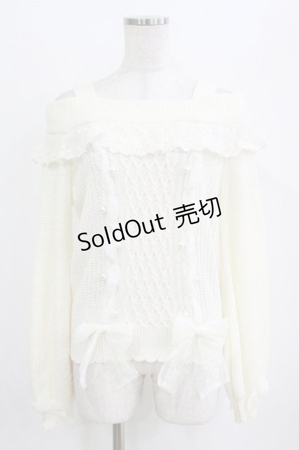 画像1: LIZ LISA / リボン通しオフショルニットトップス Free オフ H-26-01-23-037-LO-TO-NS-ZH (1)