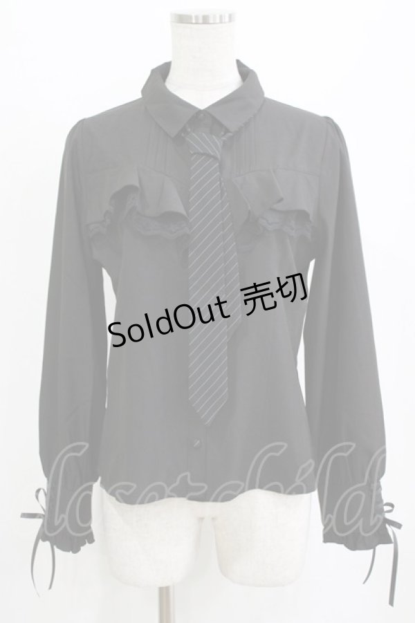 画像1: axes femme POETIQUE / ２ＷＡＹストライプタイ付ブラウス M ブラック H-26-01-23-038-AX-BL-KB-ZH (1)