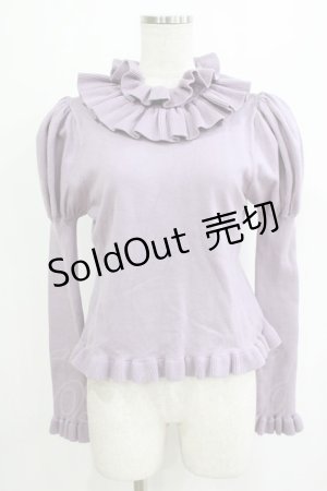 画像: Hoshibako Works / たっぷりフリルのパフスリーブニット Free ラベンダー H-26-01-23-050-LO-TO-NS-ZH