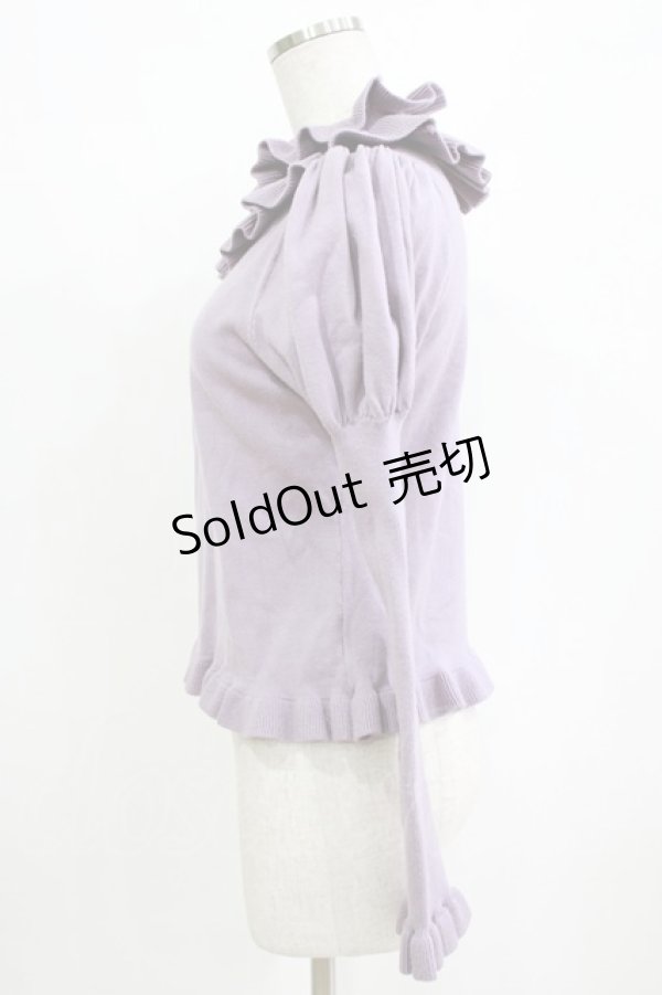 画像2: Hoshibako Works / たっぷりフリルのパフスリーブニット Free ラベンダー H-26-01-23-050-LO-TO-NS-ZH (2)