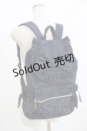 画像: m petit by misako / TT AM リボンフラップ リュックサック  ネイビー H-26-01-23-051-LO-BG-NS-ZH