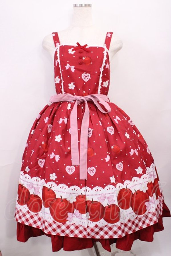 画像1: Chalmiere / スウィーティアップルジャンパースカート M レッド H-26-01-23-1003-LO-OP-NS-ZH (1)