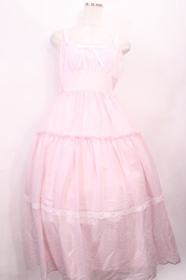 画像1: Lovely Tency / 眞白ありすコラボ/ティアードジャンパースカート L ピンク H-26-01-23-1005-LO-OP-NS-ZH (1)