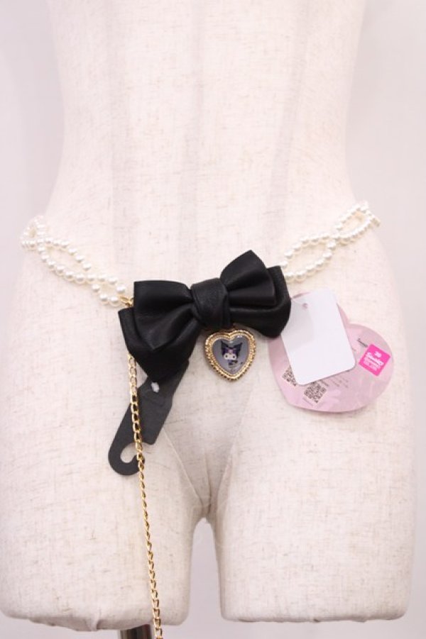 画像1: m petit by misako / AMパールチェーンベルト/クロミ  ブラック H-26-01-23-1028-LO-ZA-NS-ZH (1)