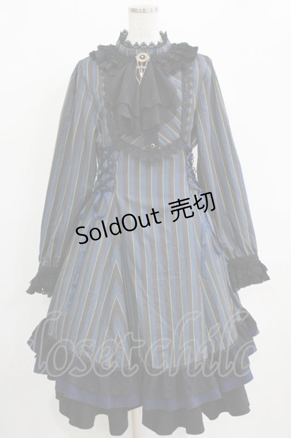 画像1: Miss Point（海外ロリータブランド） / Point Manor長袖ワンピース XXL ネイビー H-26-01-23-006-EL-OP-NS-ZH (1)