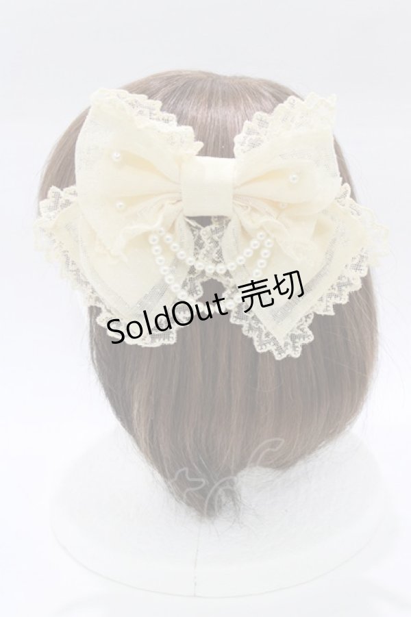 画像2: Angelic Pretty / エレガントチュールリボンバレッタ  アイボリー H-26-01-23-069-AP-AC-NS-ZH (2)