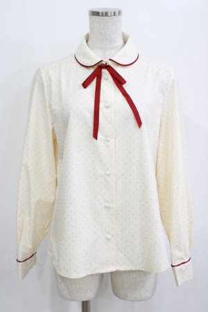 画像: Fi.n.t / タイ付き細パイピングドットブラウス Free IVORY×RED H-26-01-23-079-CA-BL-NS-ZH