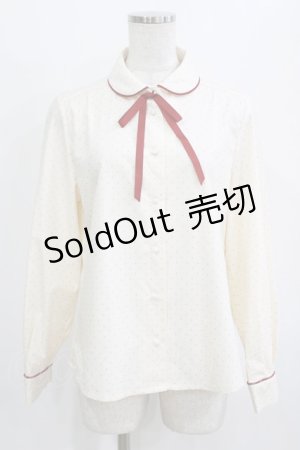 画像: Fi.n.t / タイ付き細パイピングドットブラウス Free IVORY×RED H-26-01-23-079-CA-BL-NS-ZH