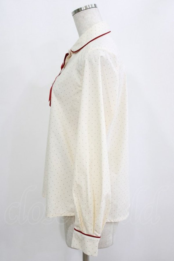 画像2: Fi.n.t / タイ付き細パイピングドットブラウス Free IVORY×RED H-26-01-23-079-CA-BL-NS-ZH (2)