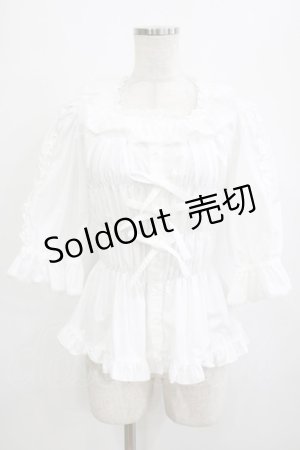 画像: metamorphose / スクエアあきフリルブラウス（5分袖） サイズ1 オフ H-26-01-23-080-ME-BL-NS-ZH