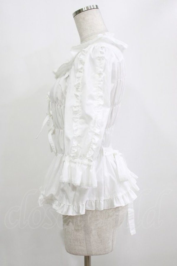 画像2: metamorphose / スクエアあきフリルブラウス（5分袖） サイズ1 オフ H-26-01-23-080-ME-BL-NS-ZH (2)