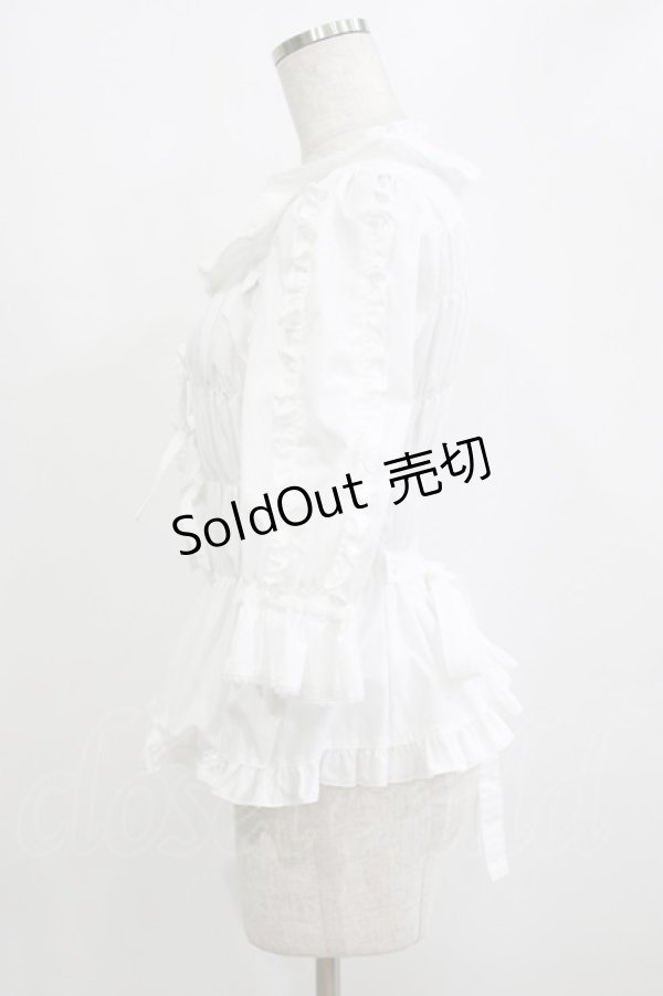 画像2: metamorphose / スクエアあきフリルブラウス（5分袖） サイズ1 オフ H-26-01-23-080-ME-BL-NS-ZH (2)