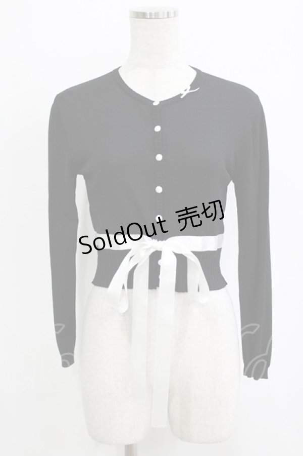 画像1: JESUS DIAMANTE / リボンカーディガン Free ブラック H-26-01-23-081-JE-TO-NS-ZH (1)