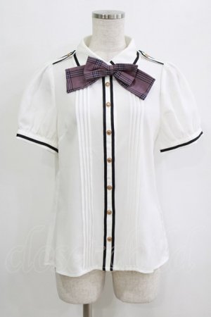 画像: Amavel / Romantique Emblemチェックリボン&ネクタイブラウス Free オフ/パープル H-26-01-23-082-CA-BL-NS-ZH