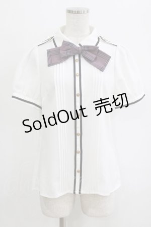 画像: Amavel / Romantique Emblemチェックリボン&ネクタイブラウス Free オフ/パープル H-26-01-23-082-CA-BL-NS-ZH