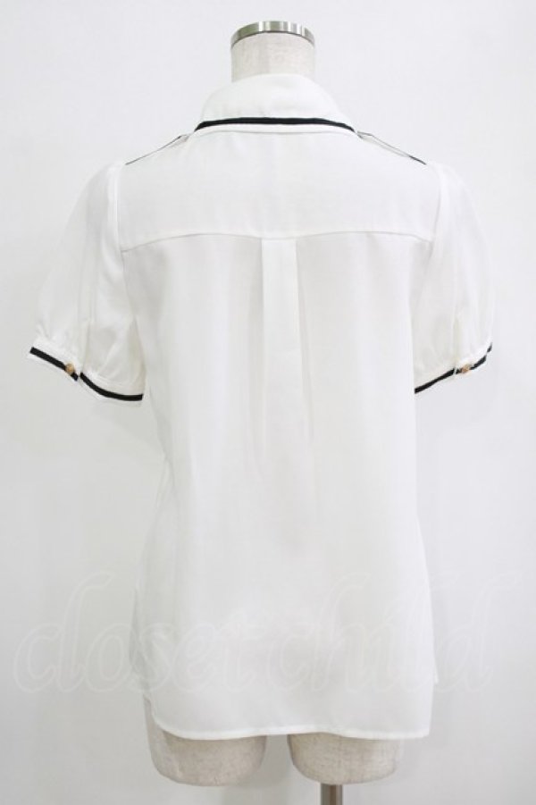 画像3: Amavel / Romantique Emblemチェックリボン&ネクタイブラウス Free オフ/パープル H-26-01-23-082-CA-BL-NS-ZH (3)