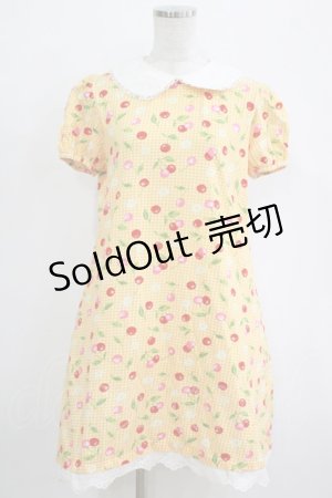 画像: Heart E / ギンガムチェリーワンピース Free イエロー H-26-01-23-083-LO-OP-NS-ZH
