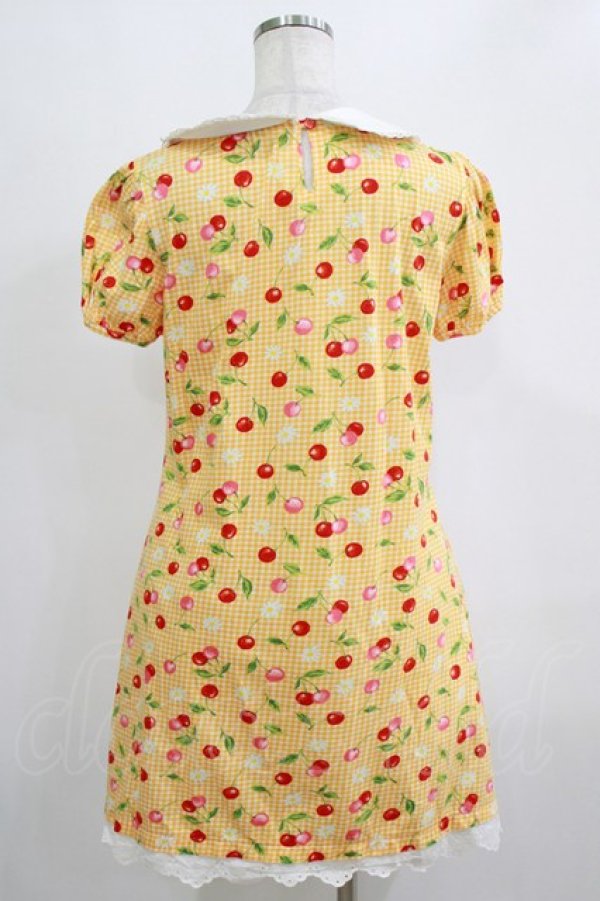 画像3: Heart E / ギンガムチェリーワンピース Free イエロー H-26-01-23-083-LO-OP-NS-ZH (3)
