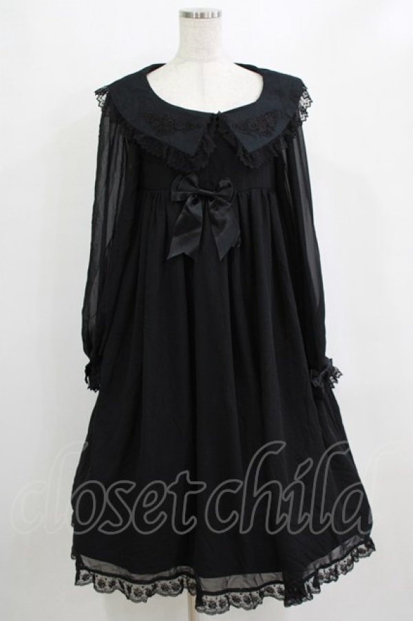 画像1: ALICE and the PIRATES / マリアシフォンワンピース Free ブラック H-26-01-23-011-PA-OP-NS-ZH (1)