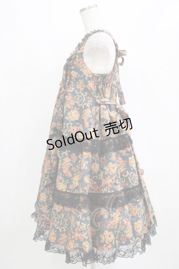 画像2: metamorphose / ゴブラン風くまちゃんフロントボタンリボンジャンパースカート サイズ1 ブラック H-26-01-23-012-ME-OP-NS-ZH (2)