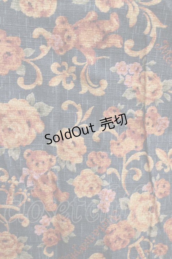 画像4: metamorphose / ゴブラン風くまちゃんフロントボタンリボンジャンパースカート サイズ1 ブラック H-26-01-23-012-ME-OP-NS-ZH (4)